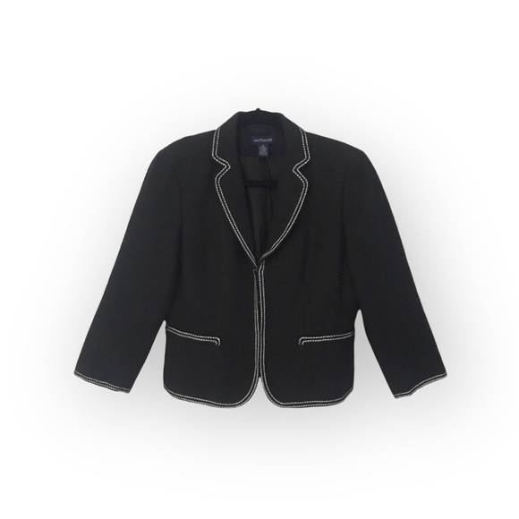 Ann Taylor Jackets & Blazers - Ann Taylor ✿ Ladylike Embroidered Trim Knit Cropped Jacket ✿ Black White ✿ 10 ✿